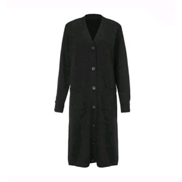 CAbi Drop-Off Cardigan Black Longline Button Closure Pocket #4472 Size Small - Picture 12 of 12